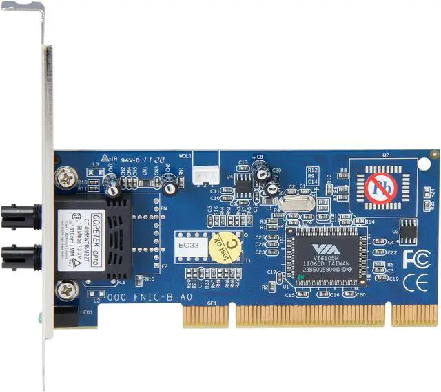 Alt view image 3 of 5 - StarTech PCI100MMST Multi Mode ST Fiber Ethernet NIC Network Adapter 2km 100Mbps PCI Fiber Optic ST Female