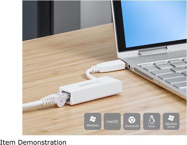 Alt view image 5 of 6 - StarTech.com USB to Ethernet Adapter, USB 3.0 to 10/100/1000 Gigabit Ethernet LAN Adapter, USB to RJ45 Adapter, TAA Compliant