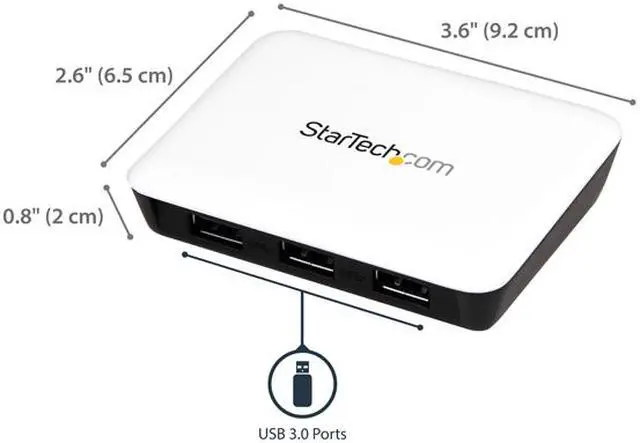 Alt view image 2 of 7 - StarTech ST3300U3S USB 3.0 to Gigabit Ethernet NIC Network Adapter with 3 Port Hub - White