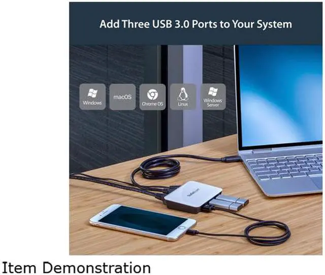 Alt view image 6 of 7 - StarTech ST3300U3S USB 3.0 to Gigabit Ethernet NIC Network Adapter with 3 Port Hub - White