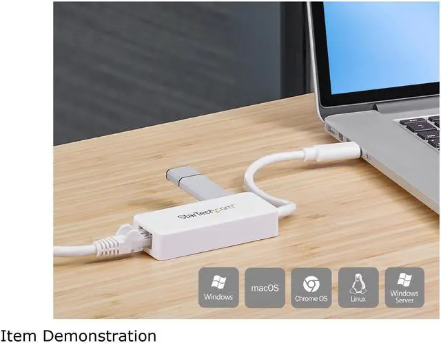 Alt view image 5 of 6 - StarTech USB31000SPTW USB 3.0 Gigabit Ethernet Adapter NIC w/ USB Port - White