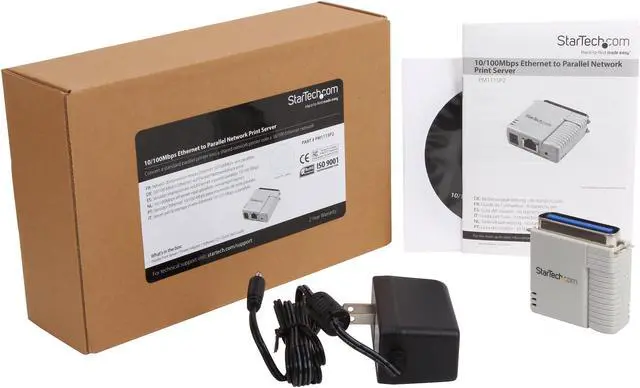 Alt view image 7 of 7 - StarTech.com PM1115P2 1 Port 10/100 Mbps Ethernet Parallel Network Print Server RJ45 Centronics