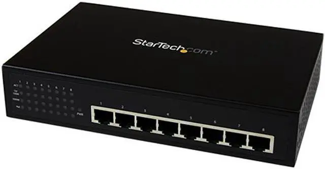 Main image of StarTech IES81000POE 8 Port Unmanaged Industrial Gigabit Power over Ethernet Switch - 802.3af/at PoE+ Switch - Wall Mountable - PoE Network Switch