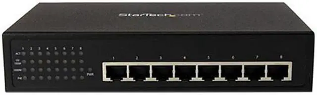 Alt view image 2 of 3 - StarTech IES81000POE 8 Port Unmanaged Industrial Gigabit Power over Ethernet Switch - 802.3af/at PoE+ Switch - Wall Mountable - PoE Network Switch