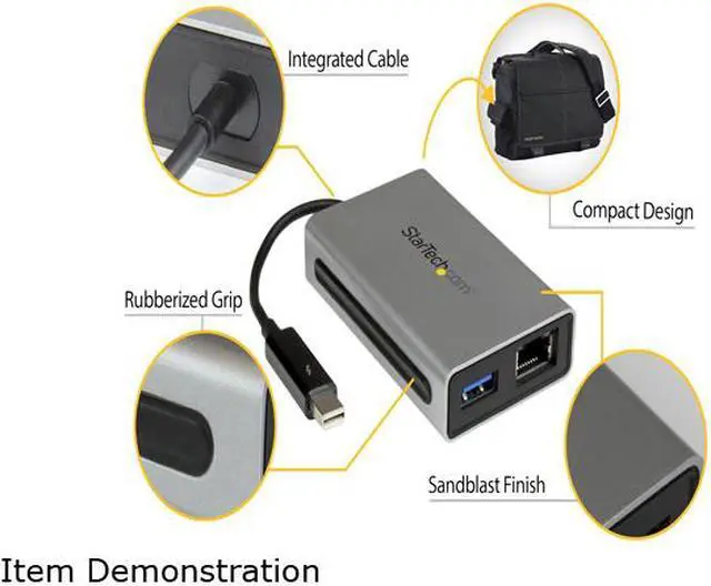 Alt view image 7 of 8 - StarTech.com Thunderbolt to Gigabit Ethernet plus USB 3.0 - Thunderbolt Adapter