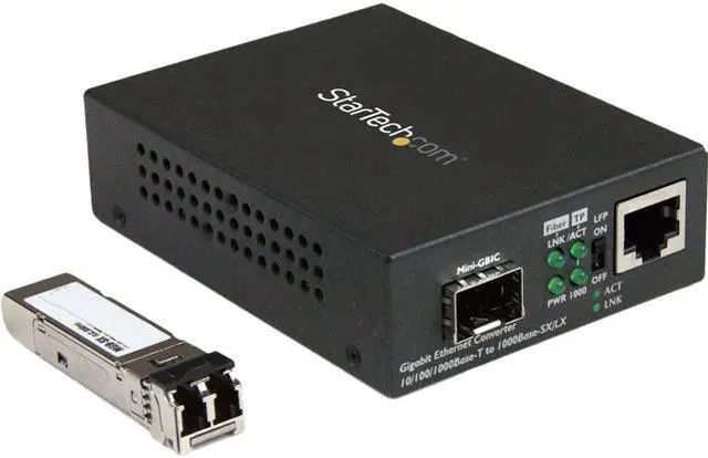 Main image of StarTech.com Gigabit Ethernet Fiber Media Converter - Compact - 850nm MM LC - 550m - With MM SFP Transceiver