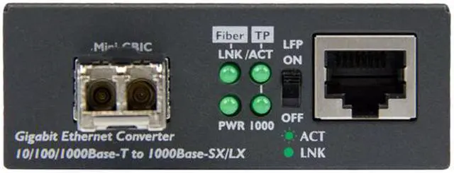 Alt view image 3 of 4 - StarTech.com Gigabit Ethernet Fiber Media Converter - Compact - 850nm MM LC - 550m - With MM SFP Transceiver