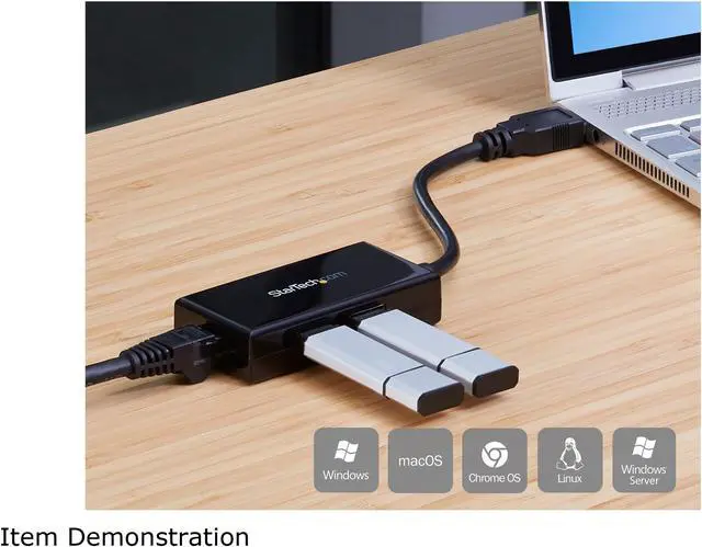 Alt view image 5 of 6 - StarTech.com USB 3.0 to Gigabit Network Adapter with Built-In 2-Port USB Hub - Native Driver Support (Windows, Mac and Chrome OS)