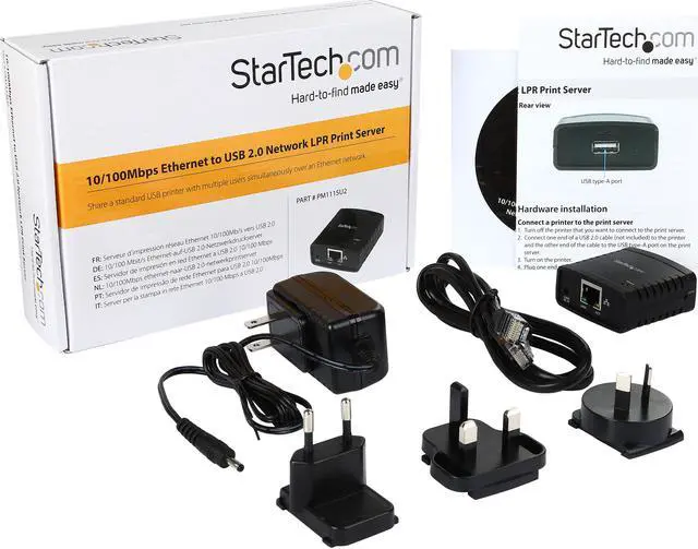 Alt view image 6 of 6 - StarTech.com 10/100Mbps Ethernet to USB 2.0 Network LPR Print Server, 10Base-T/100Base-TX Auto-sensing