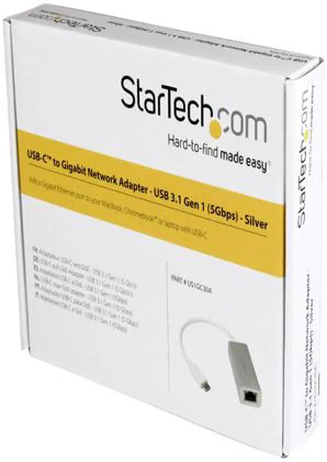 Alt view image 5 of 5 - StarTech US1GC30A USB-C to Gigabit Ethernet Adapter - Aluminum - Thunderbolt 3 Port Compatible - USB Type C Network Adapter