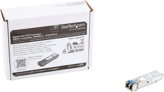 Alt view image 7 of 7 - StarTech.com HPE J4859C Compatible SFP Module - 1000BASE-LX - 1GE Gigabit Ethernet SFP 1GbE Single Mode/Multi Mode Fiber Transceiver, 10km