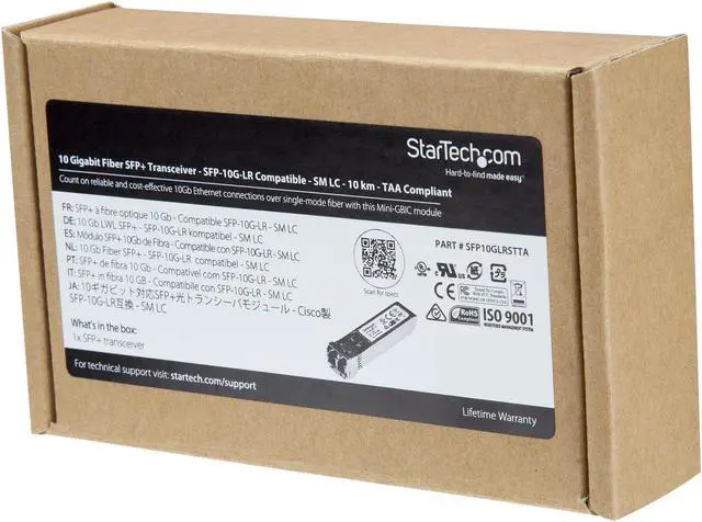 Alt view image 5 of 4 - StarTech.com Cisco SFP-10G-LR-S Comp. SFP+ Module, 10GE Gigabit Ethernet SFP+ 10GbE Single Mode Fiber SMF Optic Transceiver