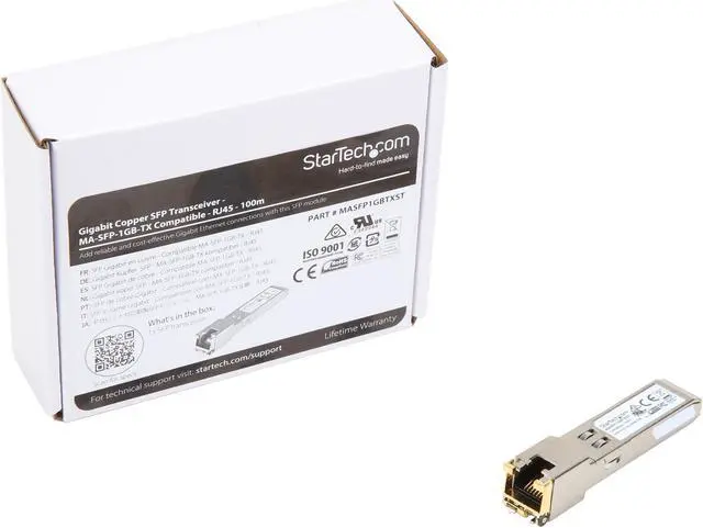Alt view image 7 of 7 - StarTech.com MASFP1GBTXST Cisco Meraki MA-SFP-1GB-TX Compatible SFP Module -100BASE-TX RJ45 Copper Transceiver - MASFP1GBTXST