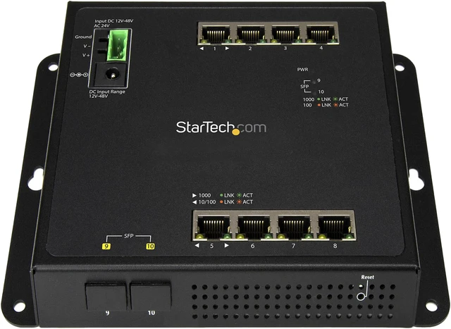 StarTech IES101G2SFPW Gigabit Ethernet Switch - 8 x RJ45 Ports - 2 x ...