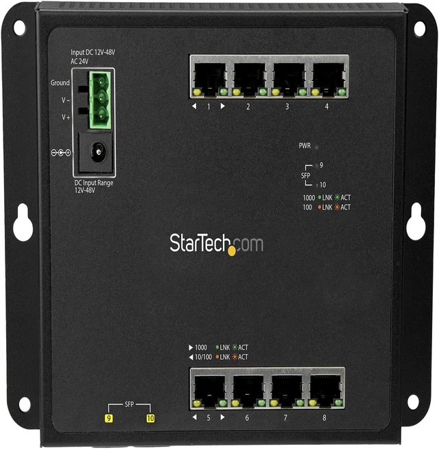 StarTech IES101G2SFPW Gigabit Ethernet Switch - 8 x RJ45 Ports - 2 x ...