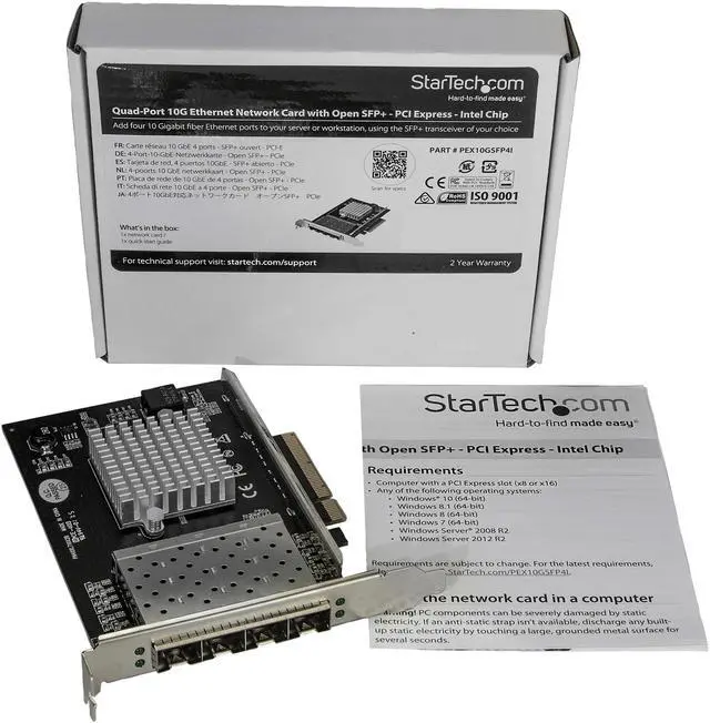 Alt view image 5 of 5 - StarTech PEX10GSFP4I StarTech.com SFP+ Server Network Card - 4 Port Nic Card - Intel XL710 Chip - PCIe Netword Card - 10 Gigabit Ethernet Card