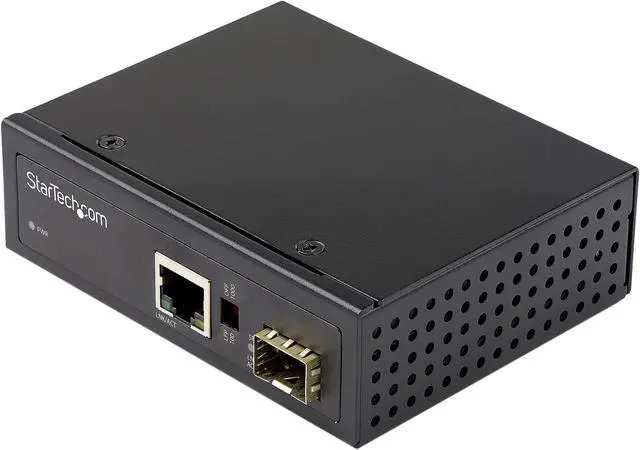 Main image of StarTech.com PoE+ Industrial Fiber to Ethernet Media Converter 60W - SFP to RJ45 - SM/MM Fiber to Gigabit Copper IP-30