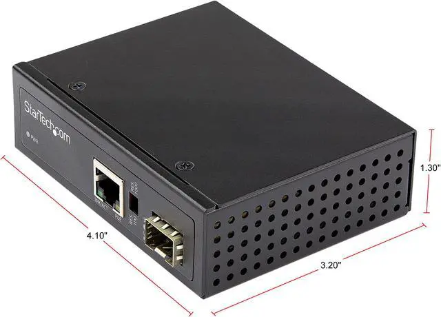 Alt view image 2 of 5 - StarTech.com PoE+ Industrial Fiber to Ethernet Media Converter 60W - SFP to RJ45 - SM/MM Fiber to Gigabit Copper IP-30