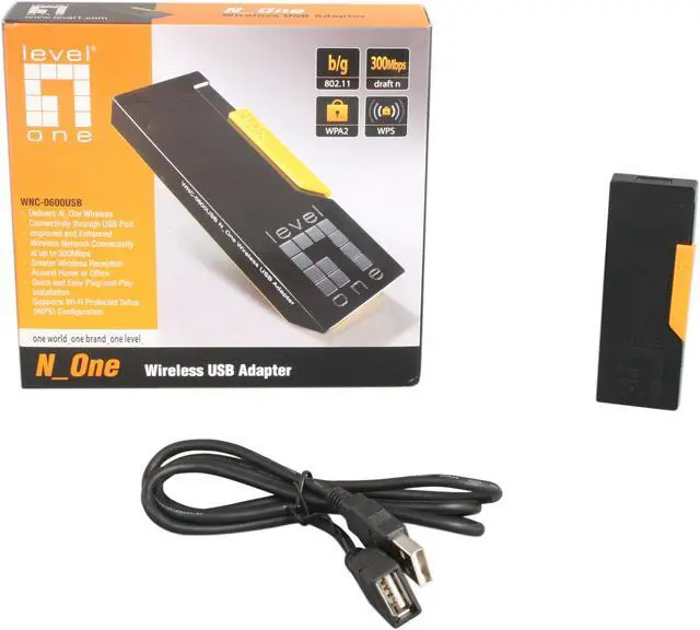 Alt view image 5 of 5 - LevelOne WNC-0600USB Wireless USB Adapter IEEE 802.11b/g, IEEE 802.11n Draft USB 2.0 Up to 300Mbps Wireless Data Rates