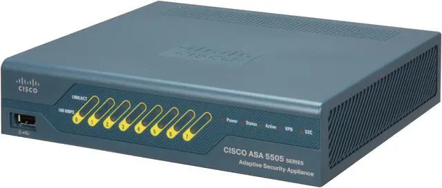 Main image of Cisco ASA5505-50-BUN-K9 ASA 5505 50-User Bundle includes 8-port Fast Ethernet switch, 10 IPsec VPN peers, 2 Premium VPN peers, 3DES/AES license