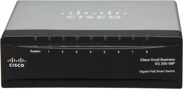 Alt view image 2 of 6 - Cisco Small Business 200 Series SLM2008PT-NA Smart SG200-08P 8-Port Gigabit Ethernet PoE Switch