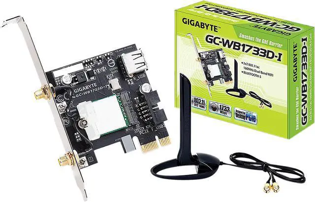 Main image of GIGABYTE GC-WB1733D-I Dual Band Wireless-AC Wi-Fi / Bluetooth Card