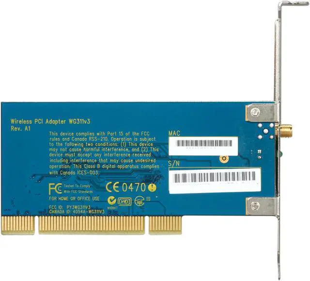 Alt view image 4 of 5 - NETGEAR WG311 Wireless Adapter IEEE 802.11b/g PCI Up to 54Mbps Wireless Data Rates