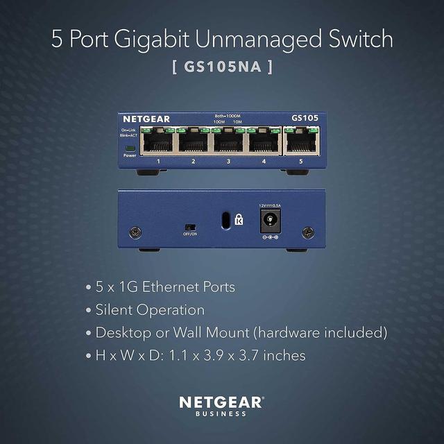 Alt view image 4 of 7 - NETGEAR 5-Port Gigabit Ethernet Unmanaged Switch | GS105NA