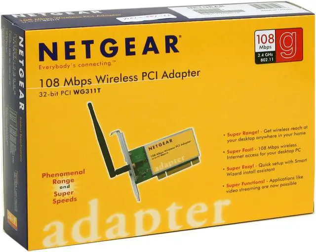 Alt view image 4 of 4 - NETGEAR WG311T Super-G Wireless PCI Adapter IEEE 802.11g 32-bit PCI bus Up to 108Mbps Wireless Data Rates
