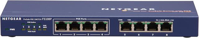 Alt view image 2 of 5 - NETGEAR 8 Port Fast Ethernet Unmanaged Switch, 4xPoE 56W, ProSAFE Lifetime Protection (FS108P)