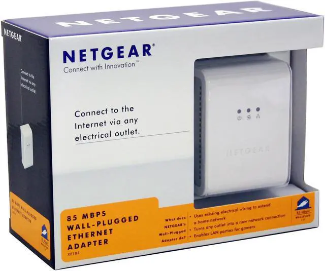 Alt view image 8 of 8 - NETGEAR XE103 85 Mbps Wall-Plugged Ethernet Adapter Up to 85Mbps