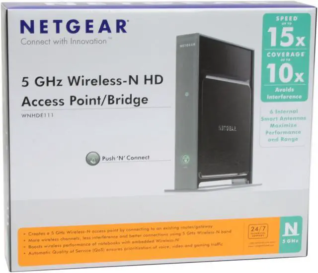 Alt view image 9 of 9 - NETGEAR WNHDE111-100NAS 802.11a/n 5GHz Wireless-N HD Access Point/Bridge up to 300Mbps/ Minimal Interference for HD