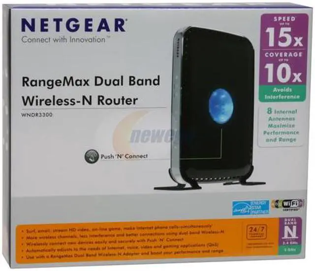 Alt view image 8 of 8 - NETGEAR WNDR3300-100NAS 802.11a/b/g/n 2.4/5GHz Selectable Dual-Band RangeMax Wireless-N Router up to 300Mbps