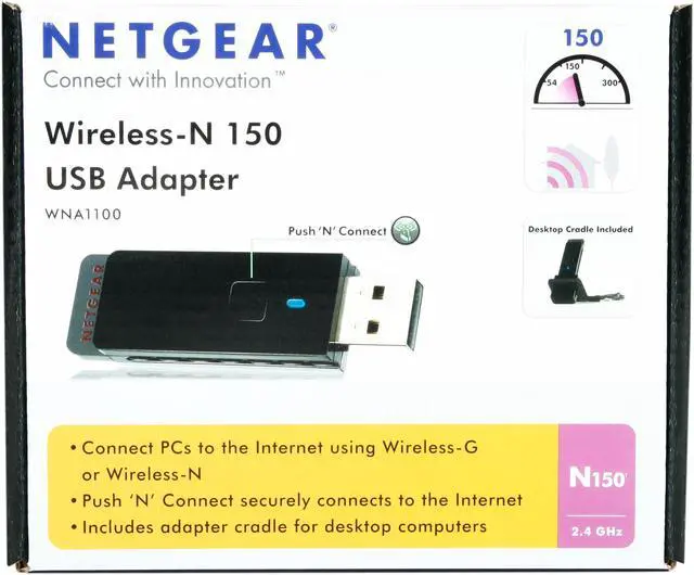Alt view image 4 of 5 - NETGEAR WNA1100-100ENS N150  Wireless Adapter IEEE 802.11b/g/n USB 2.0 Up to 150Mbps Wireless Data Rates