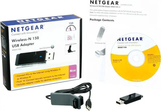 Alt view image 5 of 5 - NETGEAR WNA1100-100ENS N150  Wireless Adapter IEEE 802.11b/g/n USB 2.0 Up to 150Mbps Wireless Data Rates