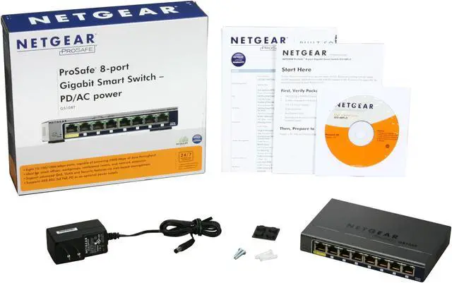 Alt view image 5 of 5 - NETGEAR 8-Port Gigabit Ethernet Smart Managed Pro Switch (GS108T) - Desktop