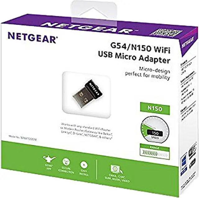 Alt view image 5 of 5 - NETGEAR WNA1000M-100ENS v2 G54/N150 Wireless Micro Adapter IEEE 802.11b/g/n USB 2.0 Up to 150 Mbps Wireless Data Rates