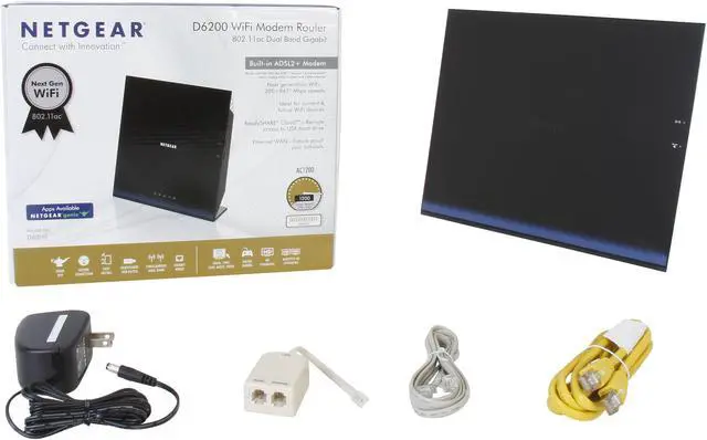 Alt view image 5 of 5 - Netgear Inc. D6200-100NAS Ultimate Performance Dual Band AC Gigabit Wireless Router (Built-in ADSL2+ Modem)