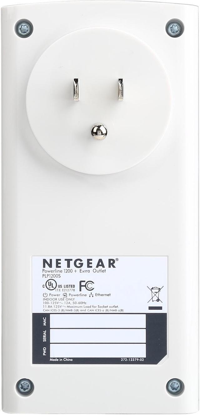 Alt view image 4 of 8 - NETGEAR Powerline 1200 Mbps, 1 Gigabit Port with Pass-Through, Extra Outlet (PLP1200-100PAS)