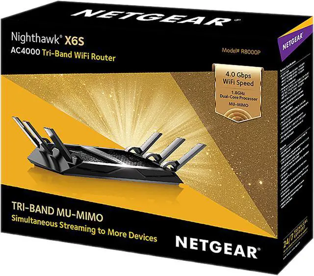 Alt view image 6 of 6 - NETGEAR Nighthawk X6S AC4000 Tri-Band WiFi Router, Gigabit Ethernet, MU-MIMO, Compatible with Amazon Echo/Alexa (R8000P)