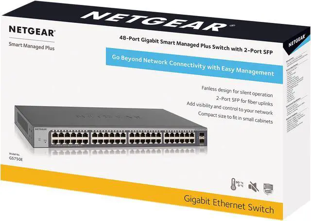 Alt view image 5 of 5 - NETGEAR 50-Port Gigabit Ethernet Plus Switch (GS750E) - with 2 x 1G SFP, Desktop/Rackmount, and ProSAFE Limited Lifetime Protection