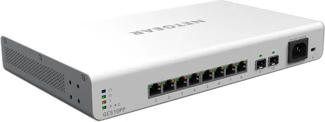 Alt view image 5 of 8 - NETGEAR 10-Port Gigabit Ethernet Smart PoE Switch with Insight Cloud Management (GC510PP) - with 8 x PoE+ @ 195W, 2 x 1G SFP, Desktop/Rackmount