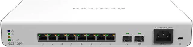Alt view image 6 of 8 - NETGEAR 10-Port Gigabit Ethernet Smart PoE Switch with Insight Cloud Management (GC510PP) - with 8 x PoE+ @ 195W, 2 x 1G SFP, Desktop/Rackmount