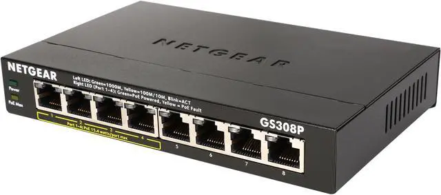 Main image of NETGEAR 8-Port Gigabit Ethernet Unmanaged Switch, 4xPoE (GS308P)