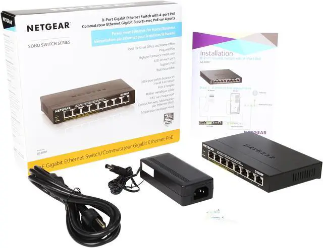 Alt view image 7 of 8 - NETGEAR 8-Port Gigabit Ethernet Unmanaged Switch, 4xPoE (GS308P)