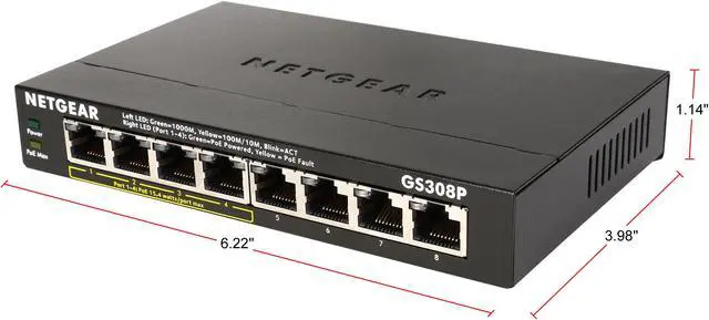 Alt view image 2 of 8 - NETGEAR 8-Port Gigabit Ethernet Unmanaged Switch, 4xPoE (GS308P)