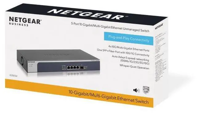 Alt view image 10 of 10 - Netgear XS505M 5-Port, 5-Speed 10-Gigabit/Multi-Gigabit Unmanaged Switch, XS505M-100NAS