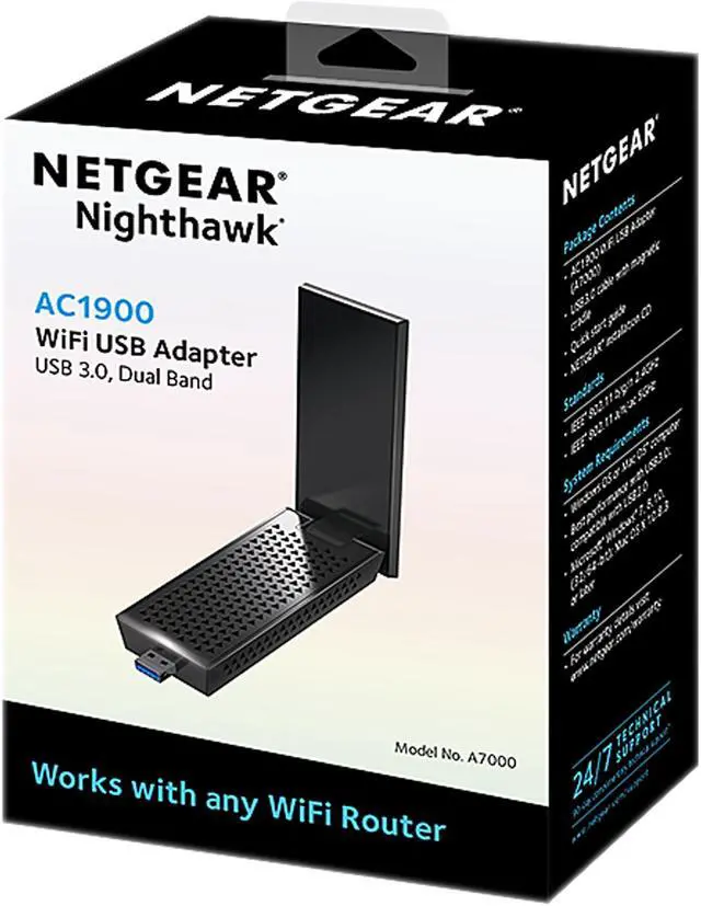 Alt view image 7 of 7 - NETGEAR Nighthawk AC1900 WiFi USB Adapter (A7000)