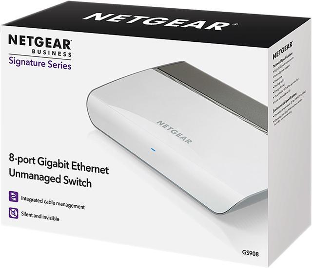 Alt view image 5 of 5 - NETGEAR 8-port Gigabit Unmanaged Switch, Cable Management, Plug-and-Play, Desktop, Stylish design, Fanless (GS908)