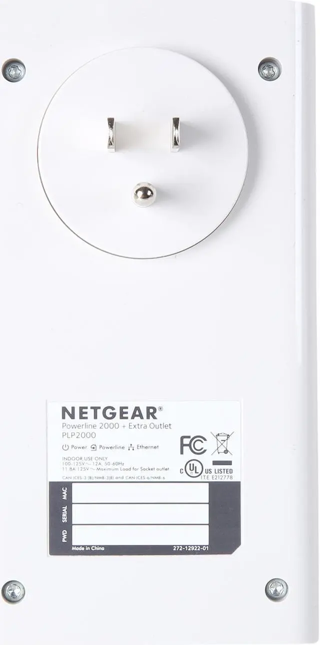 Alt view image 4 of 7 - NETGEAR Powerline Adapter 2000 Mbps (2) Gigabit Ethernet Ports with Passthrough + Extra Outlet (PLP2000)